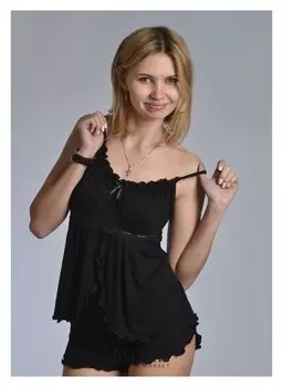 Пижама женская (Топ, шорты) «Ассоль», цвет чёрный, размер 44