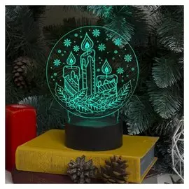 Подставка световая "Свечи", 10 Led, Usb, 3*aа (Не в компл), RGB