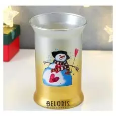Подсвечник "Снеговик с сердцем" золото-серебро 15х10,5 см