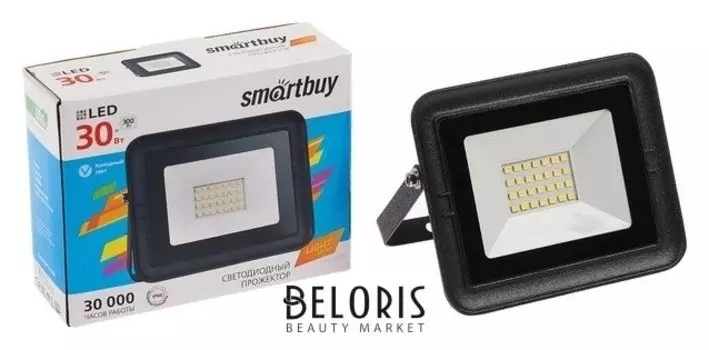 Прожектор светодиодный Smartbuy FL SMD Light, 30 Вт, 6500 К, 1600 Лм, Ip65, холодный белый