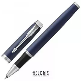Ручка-роллер Parker "Im Core Matte Blue Ct", корпус темно-синий лак, хромированные детали, черная