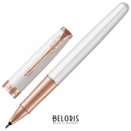Ручка-роллер Parker "Sonnet Premium Pearl Lacquer Pgt", корпус жемчужный лак, позолоченные детали, черная