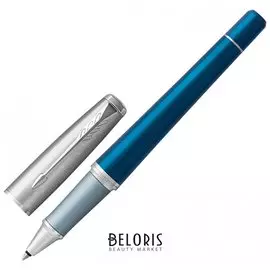 Ручка-роллер Parker "Urban Premium Dark Blue Ct", корпус темно-синий, хромированные детали, черная