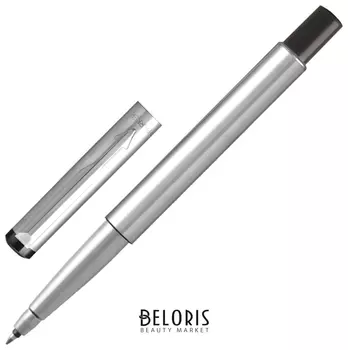 Ручка-роллер Parker "Vector Stainless Steel Ct", корпус серебристый, детали из нержавеющей стали, синяя