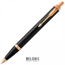 Ручка шариковая Parker "Im Core Black Lacquer Gt", корпус черный глянцевый лак, позолоченные детали, синяя