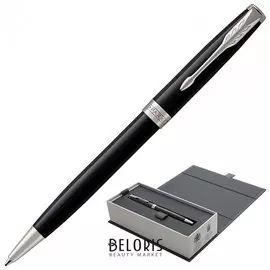 Ручка шариковая Parker "Sonnet Core Lacquer Black Ct", корпус черный глянцевый лак, палладиевые детали, черная