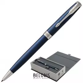 Ручка шариковая Parker "Sonnet Core Subtle Blue Lacquer Ct", корпус синий глянцевый лак, палладиевые детали, черная