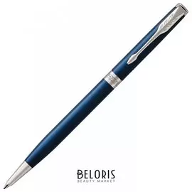 Ручка шариковая Parker "Sonnet Core Subtle Blue Lacquer Ct Slim", тонкая, корпус синий глянцевый лак, палладиевые детали, черная
