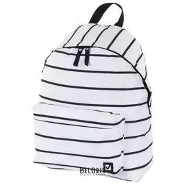 Рюкзак BRAUBERG, универсальный, сити-формат, белый в полоску, 20 литров, 41х32х14 см
