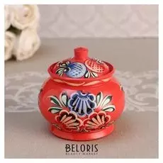 Сахарница, вид 1, 9х7 см, городецкая роспись