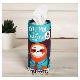 Салфетки бумажные "Сотри свои проблемы" в тубусе, 50шт