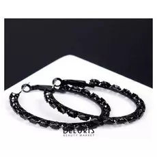 Серьги-кольца "Классика" крупные вставки D= 5, цвет чёрный