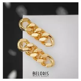 Серьги металл "Цепи" мини звенья, цвет золото