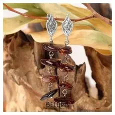 Серьги "Янтарь" 4 бусины