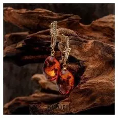Серьги "Янтарь" рис крупный, цвет коньячный
