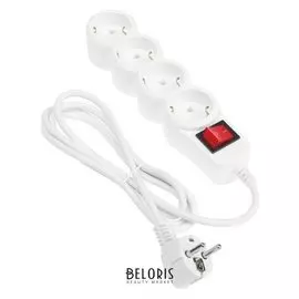 Сетевой фильтр 5bites Sp4w-118 4S, 4 розетки, 1.8 м, 10 А, 3х0.75 мм2, с выкл., белый
