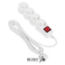 Сетевой фильтр 5bites Sp4w-130 4S, 4 розетки, 3 м, 10 А, 3х0.75 мм2, с выкл., белый