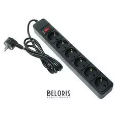 Сетевой фильтр 5bites Sp6b-118 6S, 6 розеток, 1.8 м, 10 А, 3х0.75 мм2, с выкл., черный