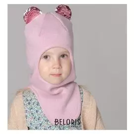 Шапка-шлем для девочки, цвет пудра, размер 46-50