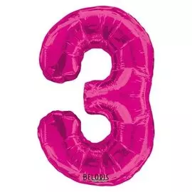 Шар фольгированный 34"цифра"3" розовая
