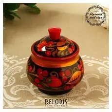 Солонка, 8х9 см, хохлома