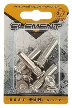 Стяжка межсекционная Element, 8х30 мм, никель, на блистере 4 шт.