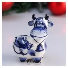 Сувенир корова "Дуся", 10 см, гжель