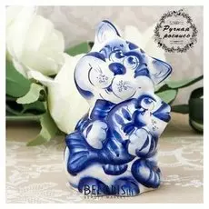 Сувенир «Кот рыбак», гжель