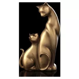 Сувенир полистоун "Кошка с котёночком" бронза 21,5х12х5 см
