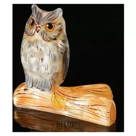 Сувенир «Сова на бревне». 8×3,5×7,5 см, селенит