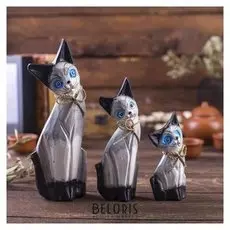 Сувенирный набор дерево "Кошечки с черным хвостиком" (20,15,12) 4х13х20 см