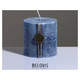 Свеча - цилиндр "Кантри джинс", 7×7 см, голубая
