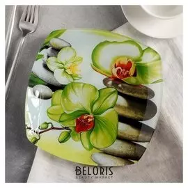 Тарелка десертная «Зелёная орхидея», 20 см