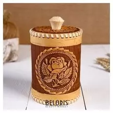 Туес "Розочка", шитый, D=8 см, береста