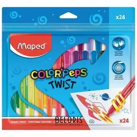 Восковые мелки Color'peps Twist, 24 цвета, выкручивающиеся в пластиковом корпусе