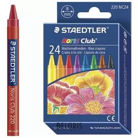 Восковые мелки STAEDTLER "Noris Club", 24 цвета, картонная упаковка, европодвес