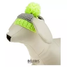 Вязанная шапочка с пампоном, XS-S, обхват головы 22 см, высота шапки 7,5 см, МИКС