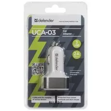 Зарядное устройство на 3 USB-порта, автомобильное DEFENDER UCA-03, серое