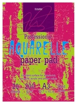 Альбом для акварели Kroyter 20л,а3,склейк,блок гознак,200гр,тв.подлож,02625
