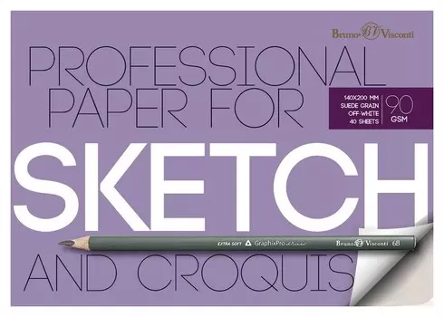 Альбом для набросков а5,40л,блок 90гр,склейка 1-40-033