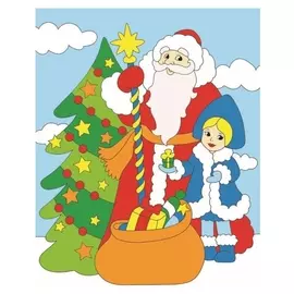 Алмазная мозаика 17×22 см, с подрамником, с полным заполнением, 13 цв. «Дед мороз и девочка у ёлки»