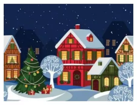 Алмазная мозаика 30×40 см, без подрамника, с полным заполнением, 26 цв. «Новогодняя улочка»