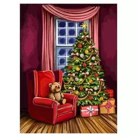 Алмазная мозаика 30×40 см, без подрамника, с полным заполнением, 32 цв. «Нарядная ёлка с подарками»