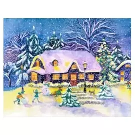 Алмазная мозаика 30×40 см, C подрамником, с полным заполнением, 30 цв. «Зимний домик в лесу»