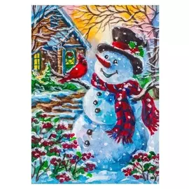 Алмазная мозаика 30×40 см, с подрамником, с полным заполнением, 34 цв. «Весёлый снеговик»