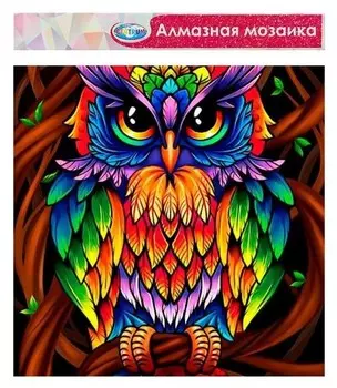 Алмазная мозаика без подрамника, частичное заполнение «Сова» 40×50 см