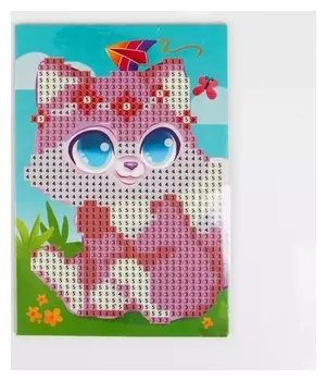 Алмазная мозаика для детей «Милый котик», 10 х 15 см. набор для творчества