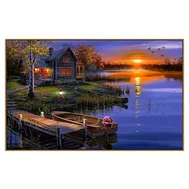 Алмазная мозаика «Дом возле озера», 39 цветов