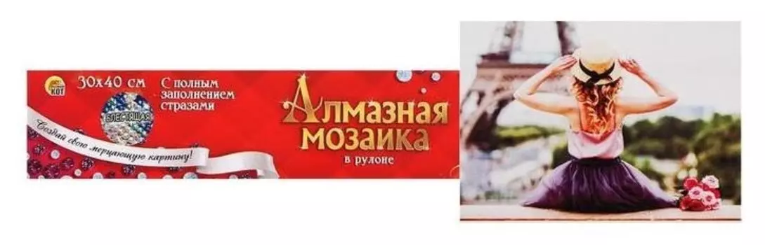 Алмазная мозаика классическая 30х40 см, без подрамника, с полным заполнением «Незнакомка в париже»