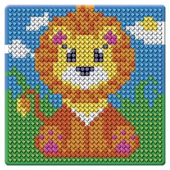 Алмазная мозаика магнит для детей «Львёнок», 18 х 18 см + емкость, стерж, клеев подушечка. набор для творчества